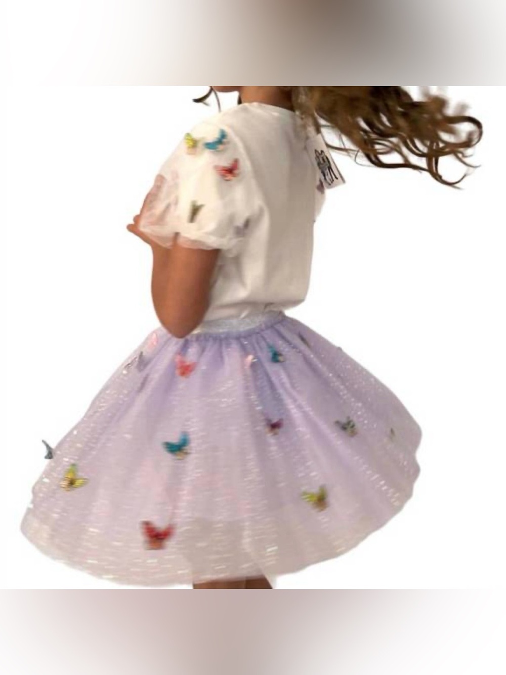 NWT Lola and the boys RAINBOW BUTTERFLIES TUTU Tulle SKIRT Girls Size 6 & 8